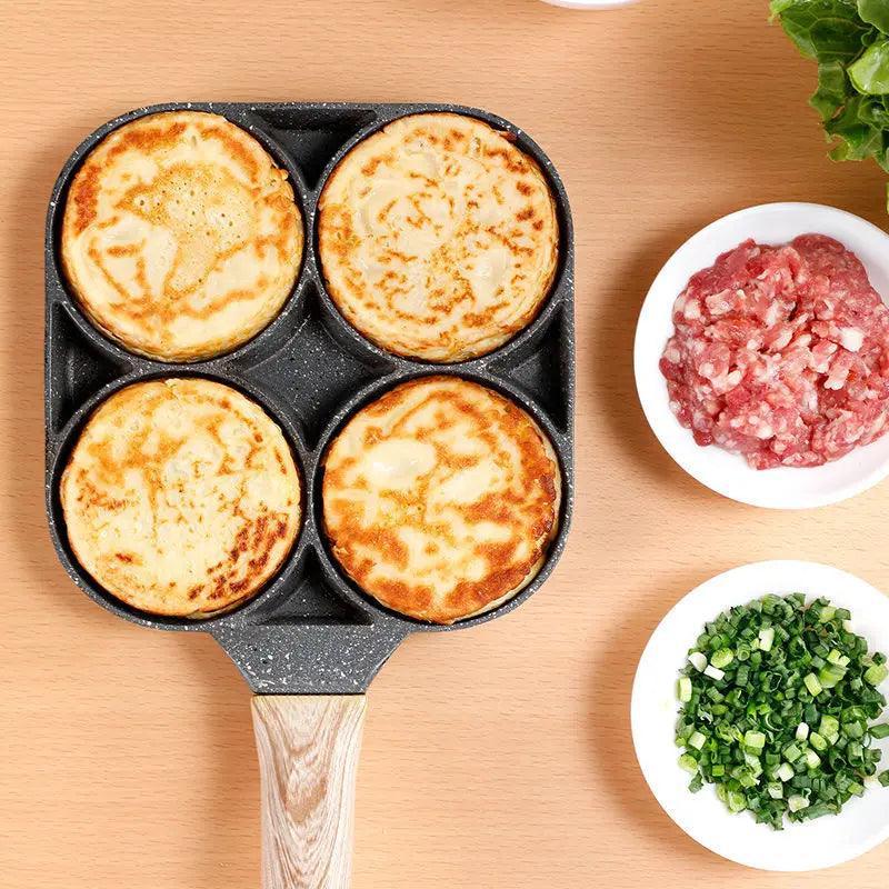 Four-hole Frying Pot Pan Thickened Omelet Pan Non-stick Egg Pancake Steak Pan Cooking Egg Ham Pans Breakfast Maker Cookware - Ofertas fluxo