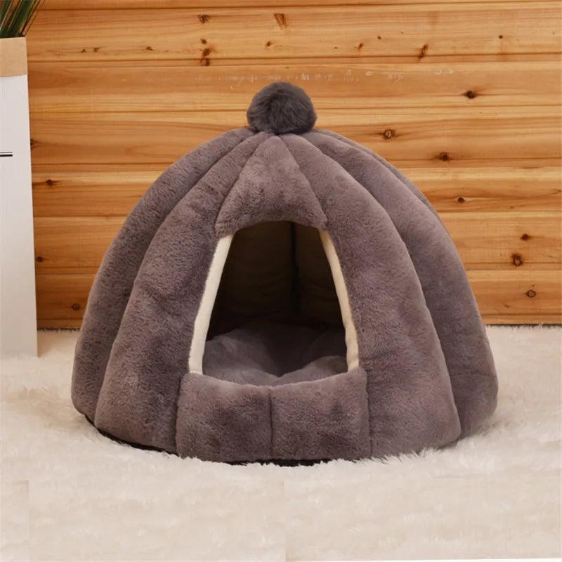 Pet Cat Dog Cute House Bed Mat Warm Soft Removeable Kennel Nest Pet Basket Tyteps Funny Fruit Pumpkin House For Cat Dog House - Ofertas fluxo