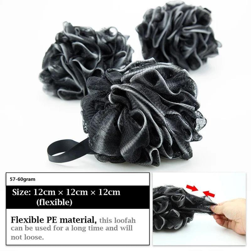 Bamboo Charcoal Bath Ball Bath Flower Bath Loofah Sponge Shower Pouf Body Scrubber Ball Mesh Pouf Bath Sponge Easy to Use - Ofertas fluxo