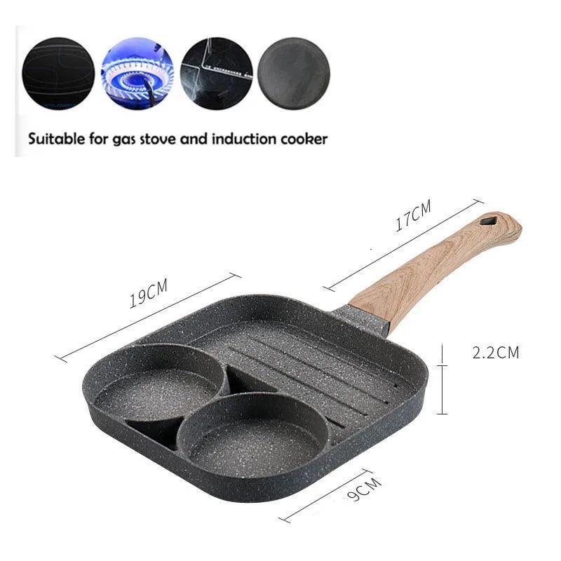 Four-hole Frying Pot Pan Thickened Omelet Pan Non-stick Egg Pancake Steak Pan Cooking Egg Ham Pans Breakfast Maker Cookware - Ofertas fluxo