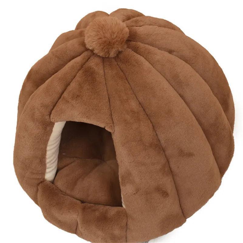 Pet Cat Dog Cute House Bed Mat Warm Soft Removeable Kennel Nest Pet Basket Tyteps Funny Fruit Pumpkin House For Cat Dog House - Ofertas fluxo