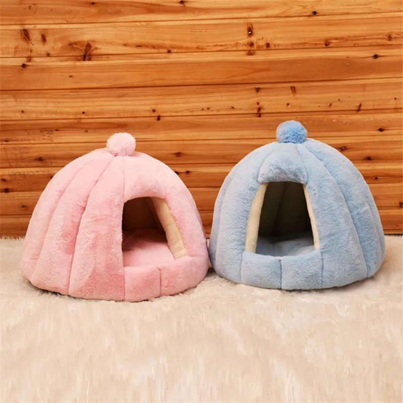 Pet Cat Dog Cute House Bed Mat Warm Soft Removeable Kennel Nest Pet Basket Tyteps Funny Fruit Pumpkin House For Cat Dog House - Ofertas fluxo