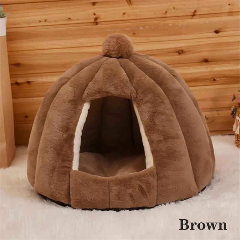 Pet Cat Dog Cute House Bed Mat Warm Soft Removeable Kennel Nest Pet Basket Tyteps Funny Fruit Pumpkin House For Cat Dog House - Ofertas fluxo