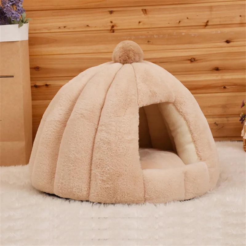 Pet Cat Dog Cute House Bed Mat Warm Soft Removeable Kennel Nest Pet Basket Tyteps Funny Fruit Pumpkin House For Cat Dog House - Ofertas fluxo