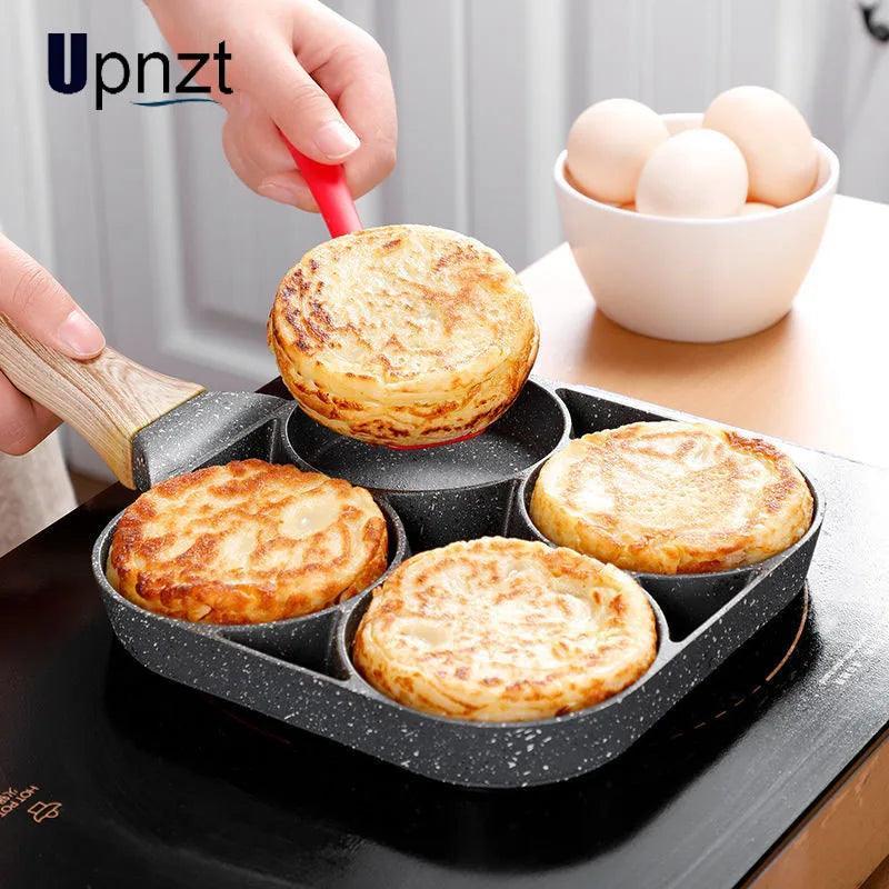 Four-hole Frying Pot Pan Thickened Omelet Pan Non-stick Egg Pancake Steak Pan Cooking Egg Ham Pans Breakfast Maker Cookware - Ofertas fluxo