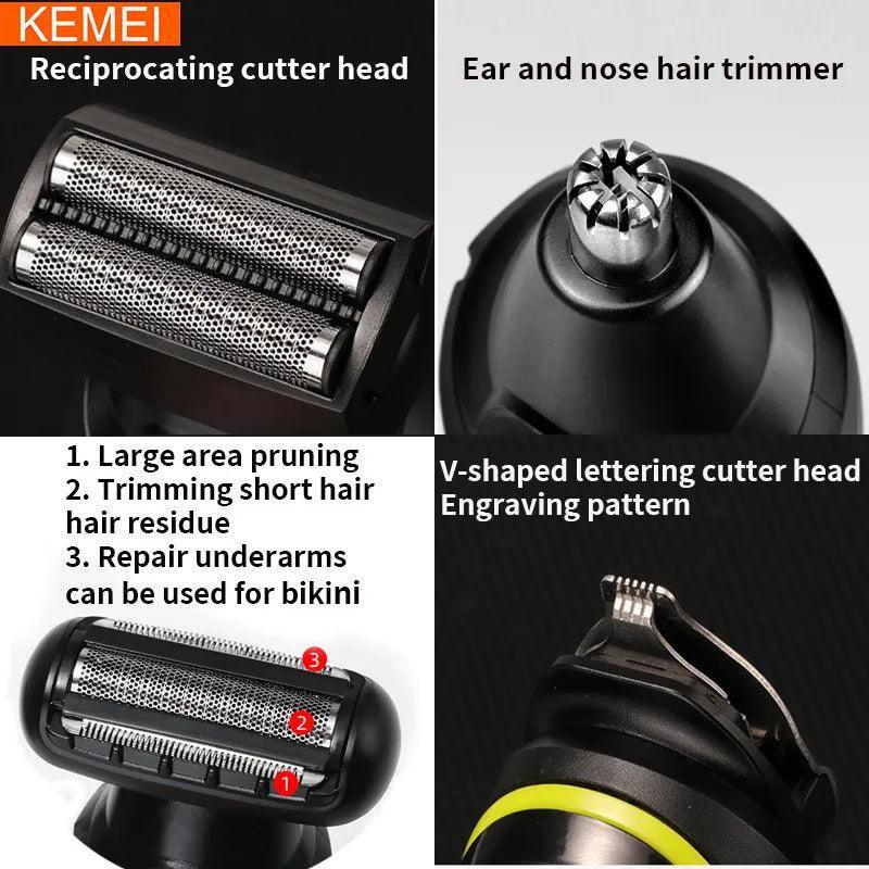 Kemei Electric Hair Clipper Beauty kit for Men Electric shaver beard trimme men's Razor multifunctional hair cutting machine - Ofertas fluxo