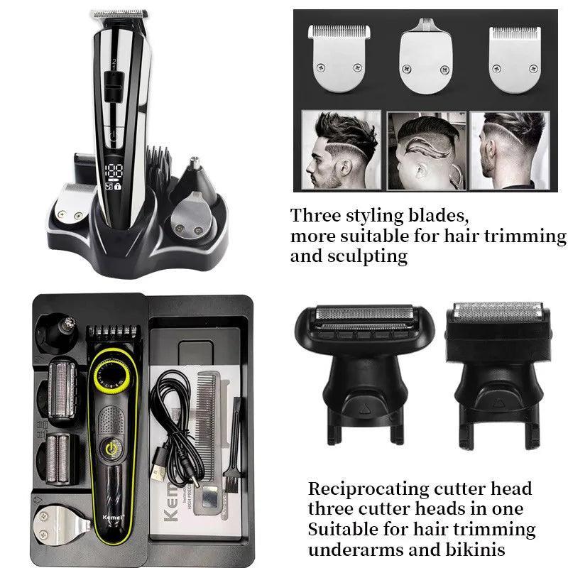 Kemei Electric Hair Clipper Beauty kit for Men Electric shaver beard trimme men's Razor multifunctional hair cutting machine - Ofertas fluxo