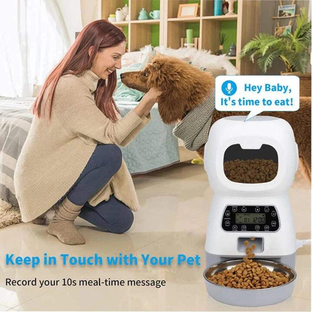 3.5L Dog Automatic Feeder with Voice Timing Stainless Steel Bowl Cat Dry Food Dispenser Tuya APP Smart Pet Feeder Dog Feeder - Ofertas fluxo