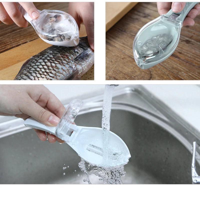 Fish skin brush scraping fish scale brush grater quick disassembly fish knife cleaning peeling skin scraper scraper fish scaler - Ofertas fluxo