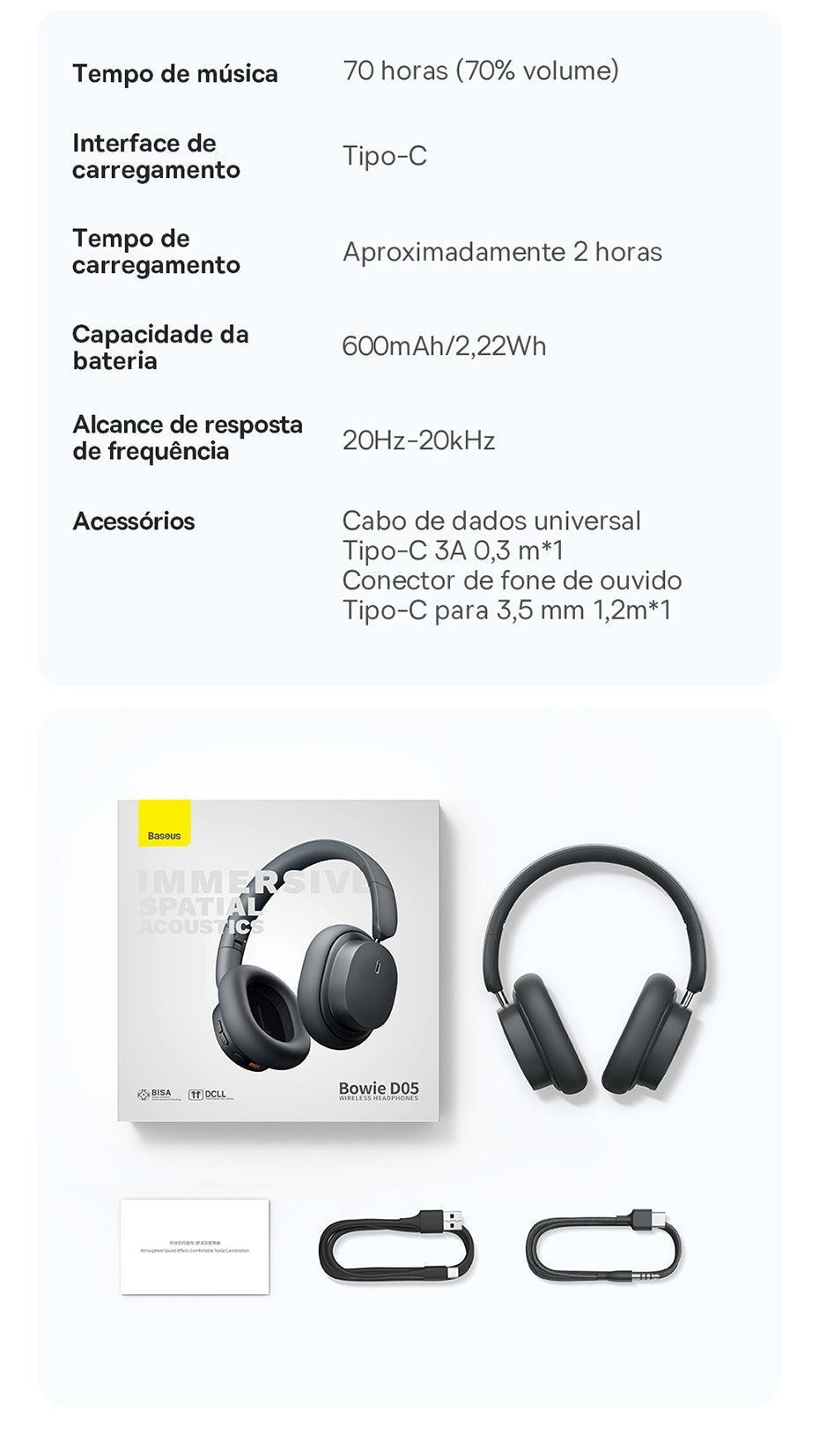 Baseus Bowie D05 Fone de Ouvido Sem Fio Bluetooth 5.3 - Ofertas fluxo