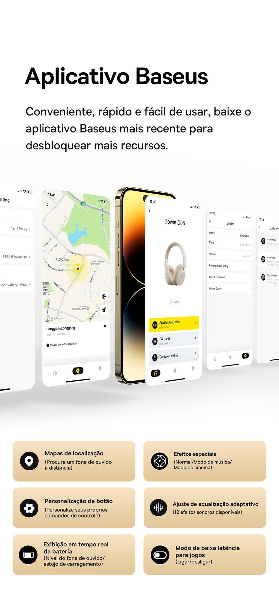 Baseus Bowie D05 Fone de Ouvido Sem Fio Bluetooth 5.3 - Ofertas fluxo