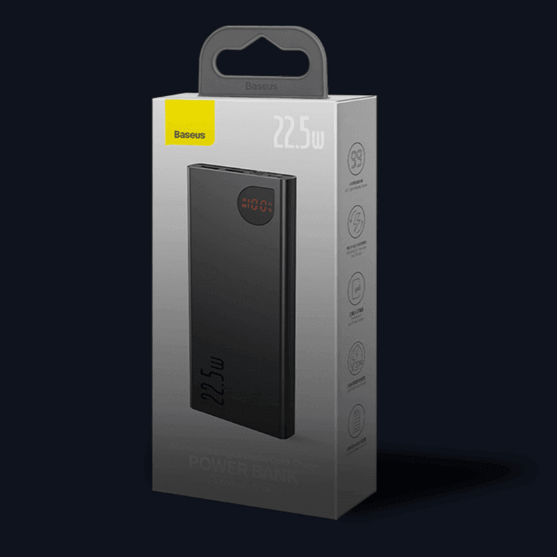 Baseus Power Bank 10000mAh com Carregamento Rápido 22.5W PD - Ofertas fluxo