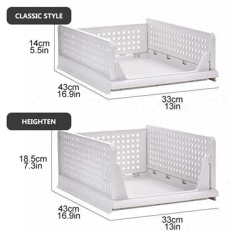 Folding Storage Rack Storage Basket Wardrobe Clothes Layered Partition Shelf Stackable Kitchen Toy Books Organize Storage Rack - Ofertas fluxo