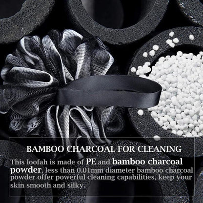Bamboo Charcoal Bath Ball Bath Flower Bath Loofah Sponge Shower Pouf Body Scrubber Ball Mesh Pouf Bath Sponge Easy to Use - Ofertas fluxo 