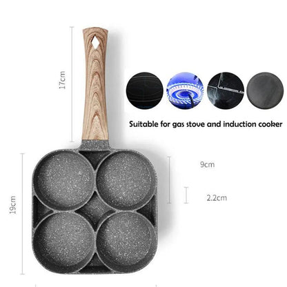 Four-hole Frying Pot Pan Thickened Omelet Pan Non-stick Egg Pancake Steak Pan Cooking Egg Ham Pans Breakfast Maker Cookware - Ofertas fluxo 