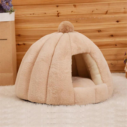 Pet Cat Dog Cute House Bed Mat Warm Soft Removeable Kennel Nest Pet Basket Tyteps Funny Fruit Pumpkin House For Cat Dog House - Ofertas fluxo 