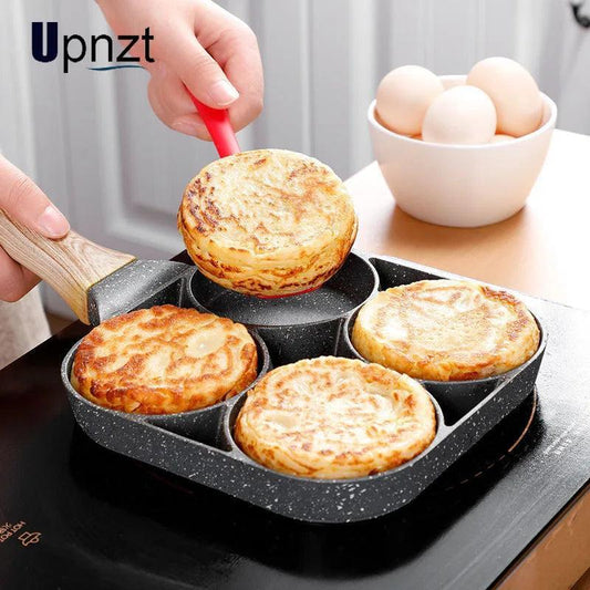 Four-hole Frying Pot Pan Thickened Omelet Pan Non-stick Egg Pancake Steak Pan Cooking Egg Ham Pans Breakfast Maker Cookware - Ofertas fluxo 