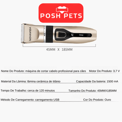 Máquina de Tosa Pet POSH PETS™ Ultra-Silenciosa | Para Cachorro e Gato - Ofertas fluxo 