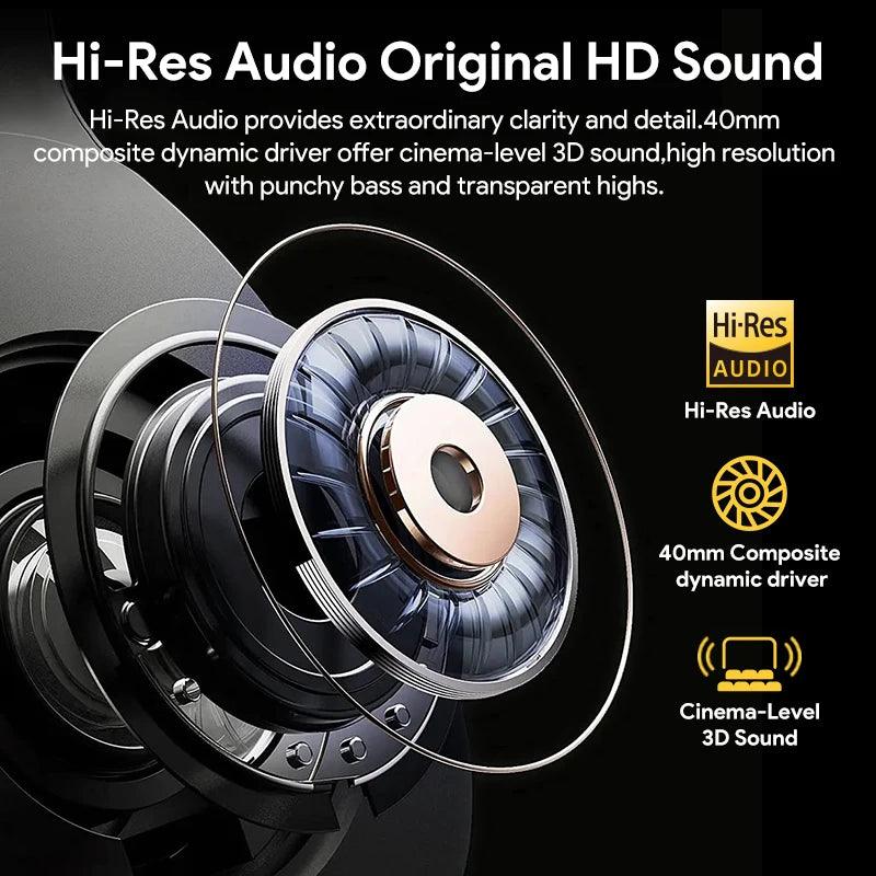 QCY H3 ANC Wireless Headphones Bluetooth 5.4 Hi-Res Audio Over Ear Headset 43dB Hybrid Active Noise Cancellation Earphones 60H - Ofertas fluxo 
