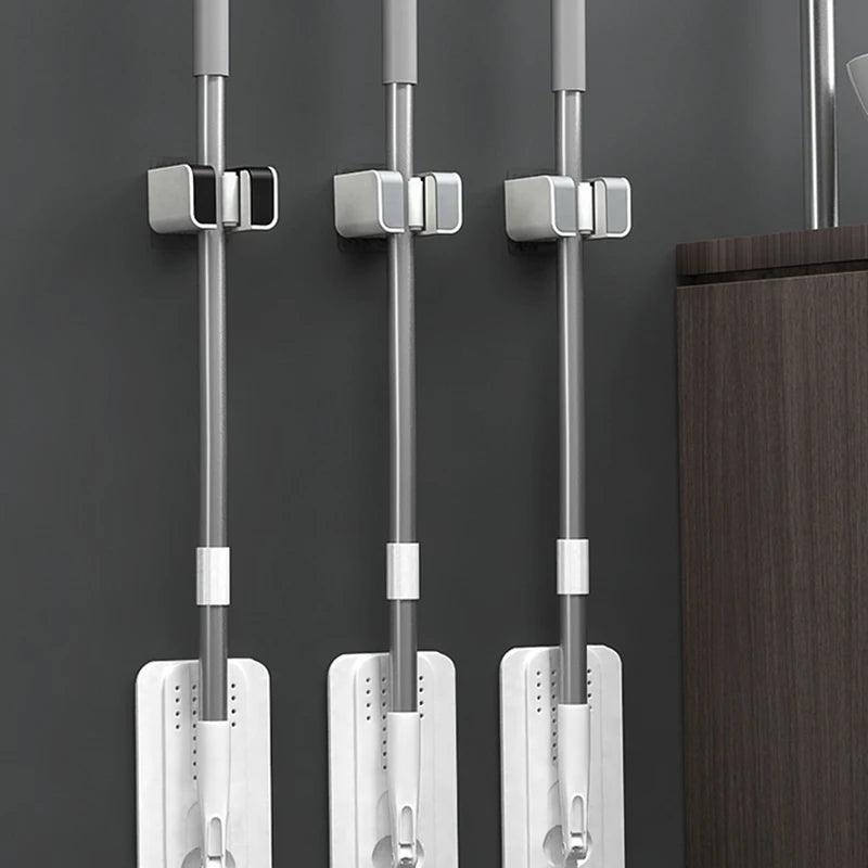 Wall Mounted Mop Holder Bathroom Accessories No punching Multi-Purpose Kitchen Strong Mop Hanger Broom Holder Mop Racks - Ofertas fluxo 