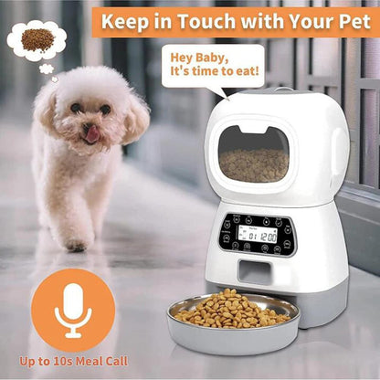 3.5L Dog Automatic Feeder with Voice Timing Stainless Steel Bowl Cat Dry Food Dispenser Tuya APP Smart Pet Feeder Dog Feeder - Ofertas fluxo 