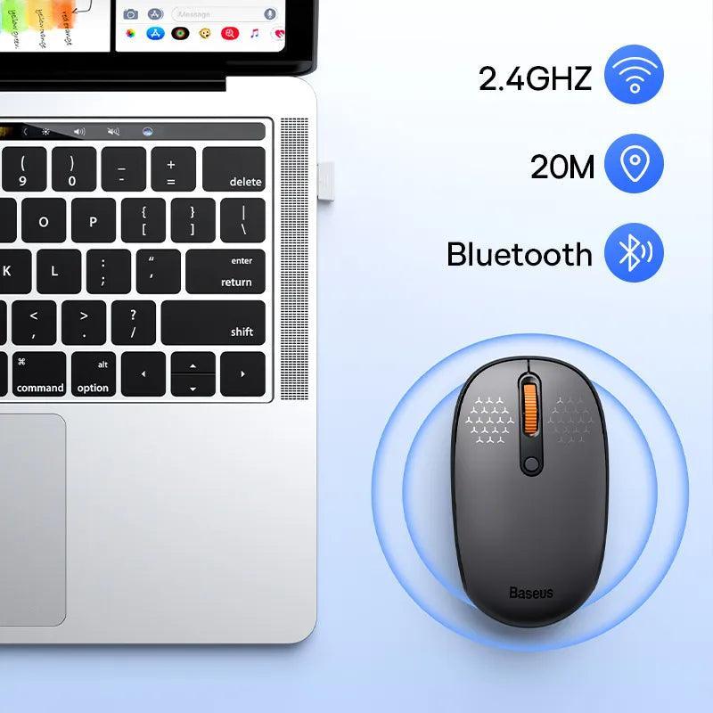 Baseus Mouse Bluetooth Wireless Computer Keyboard and Mouse Combo with 2.4GHz USB Nano Receiver for PC MacBook Tablet Laptop - Ofertas fluxo 