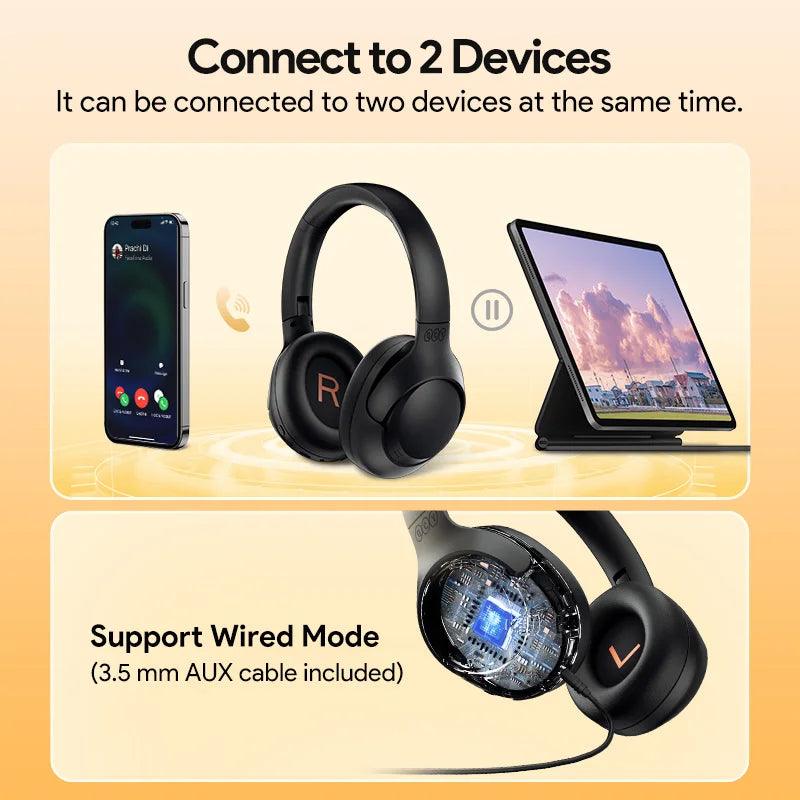 QCY H3 ANC Wireless Headphones Bluetooth 5.4 Hi-Res Audio Over Ear Headset 43dB Hybrid Active Noise Cancellation Earphones 60H - Ofertas fluxo 