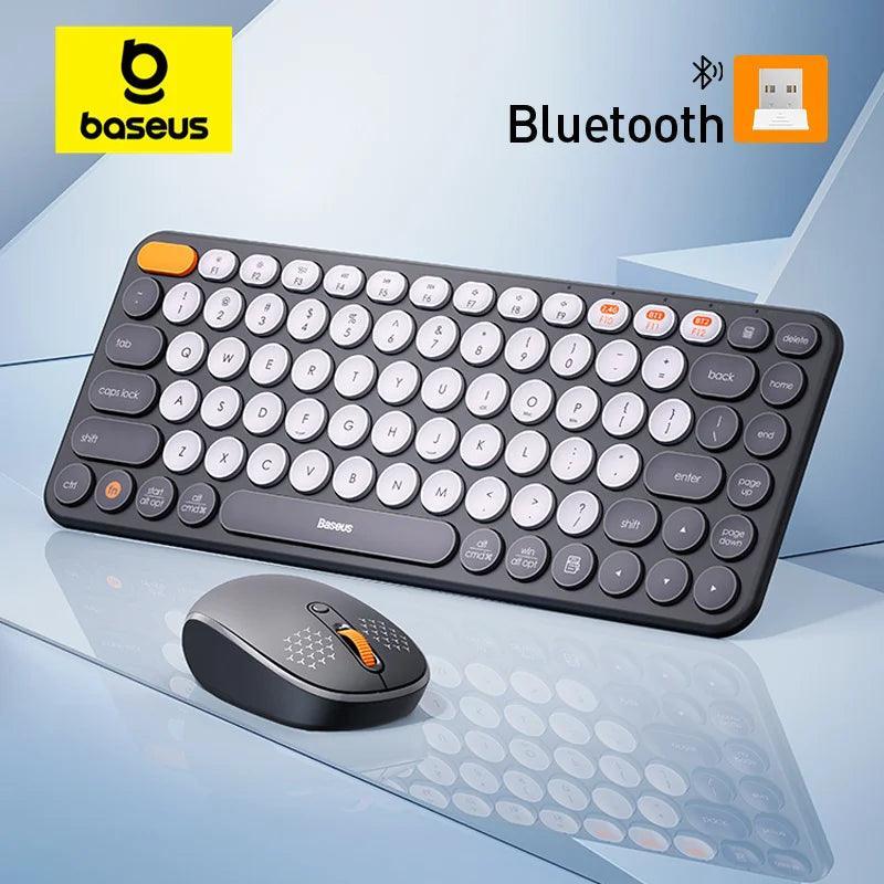 Baseus Mouse Bluetooth Wireless Computer Keyboard and Mouse Combo with 2.4GHz USB Nano Receiver for PC MacBook Tablet Laptop - Ofertas fluxo 