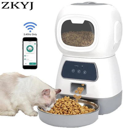 3.5L Dog Automatic Feeder with Voice Timing Stainless Steel Bowl Cat Dry Food Dispenser Tuya APP Smart Pet Feeder Dog Feeder - Ofertas fluxo 