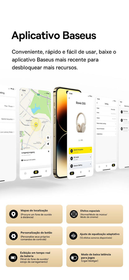 Baseus Bowie D05 Fone de Ouvido Sem Fio Bluetooth 5.3 - Ofertas fluxo 