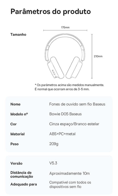 Baseus Bowie D05 Fone de Ouvido Sem Fio Bluetooth 5.3 - Ofertas fluxo 